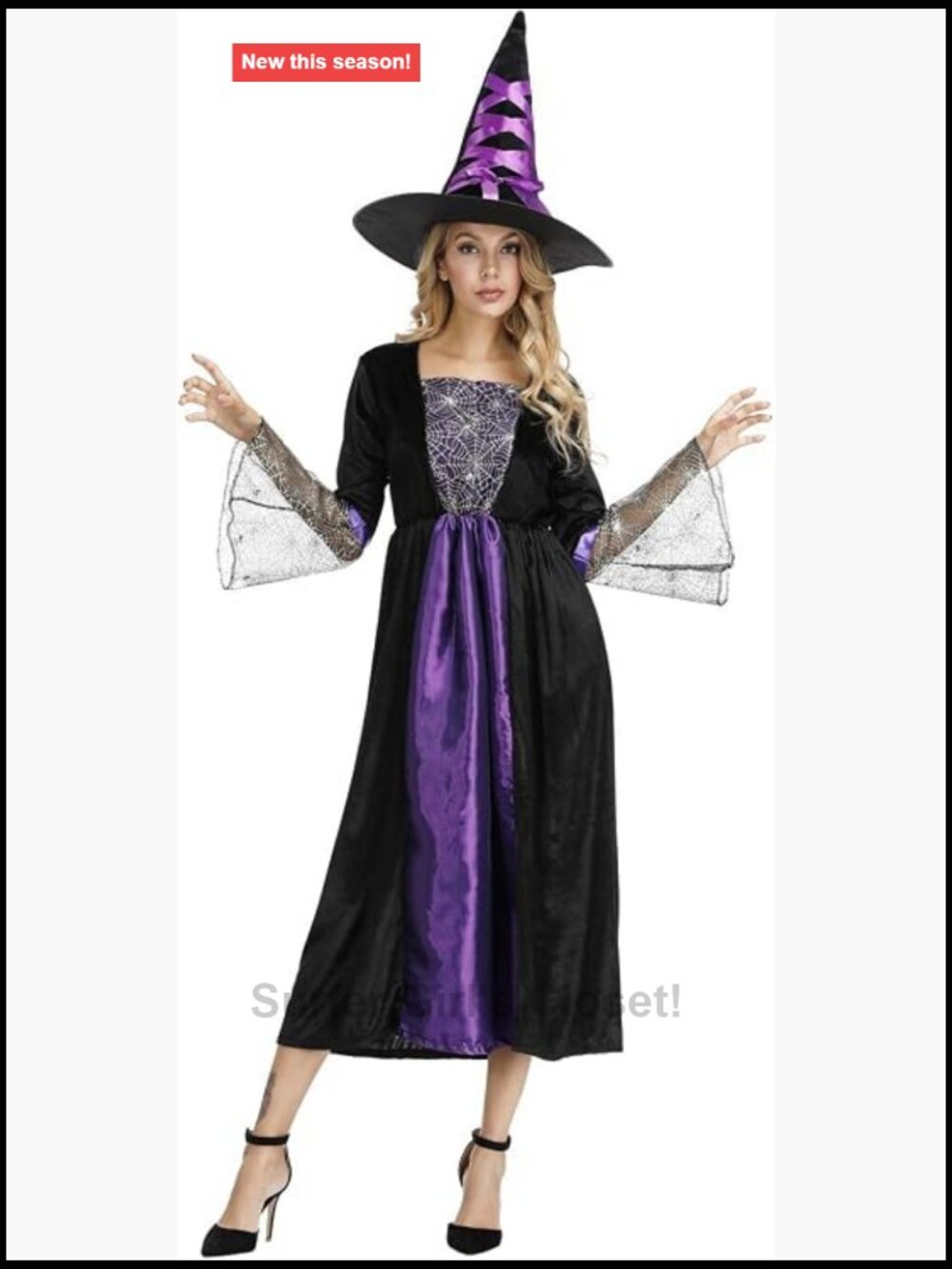 Women's Witch Costume Dress Sorceress Halloween Faux Corset